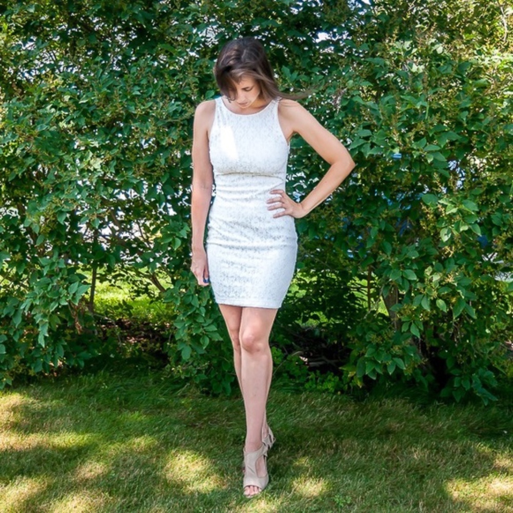 Zara Trafaluc White Eyelet Bodycon Dress